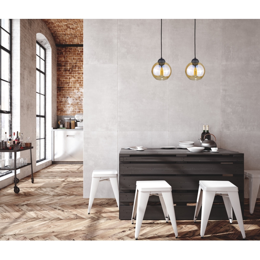 Ljuskrona med textilsladd AMBRE WOOD 2xE27/60W/230V