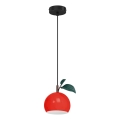 Ljuskrona med textilsladd APPLE 1xE27/15W/230V röd