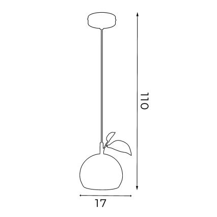 Ljuskrona med textilsladd APPLE 1xE27/15W/230V röd