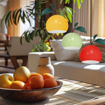 Ljuskrona med textilsladd APPLE 3xE27/15W/230V färgrik