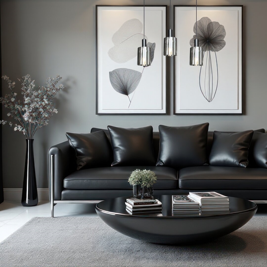 Ljuskrona med textilsladd ARCADIA 3xE27/60W/230V svart/rökig