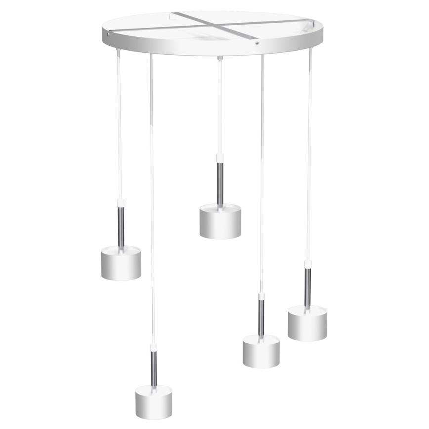 Ljuskrona med textilsladd ARENA 5xGX53/11W/230V vit/skinande krom