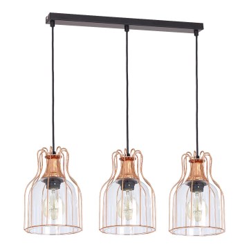 Ljuskrona med textilsladd ARIA 3xE27/60W/230V koppar