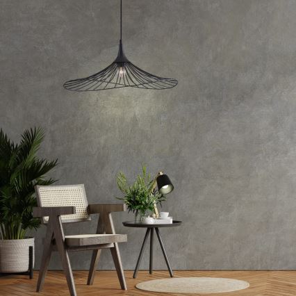 Ljuskrona med textilsladd ARIELLE 1xE27/20W/230V diameter 50 cm svart