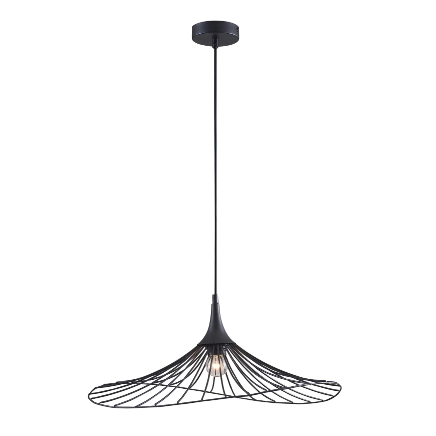 Ljuskrona med textilsladd ARIELLE 1xE27/20W/230V diameter 50 cm svart