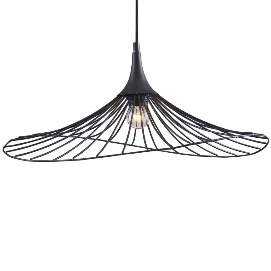 Ljuskrona med textilsladd ARIELLE 1xE27/20W/230V diameter 50 cm svart