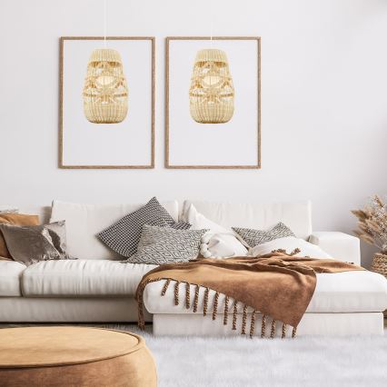 Ljuskrona med textilsladd ARONA 1xG9/9W/230V diameter 25 cm rotting/beige