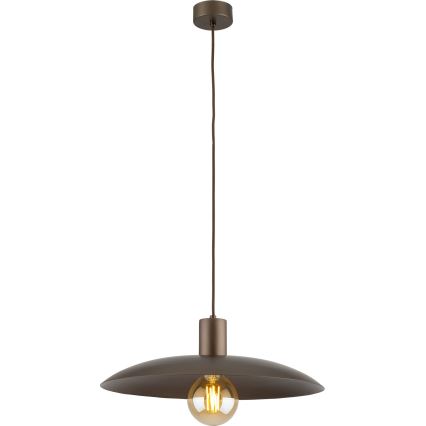 Ljuskrona med textilsladd ASTRA 1xE27/15W/230V diameter 41 cm brun