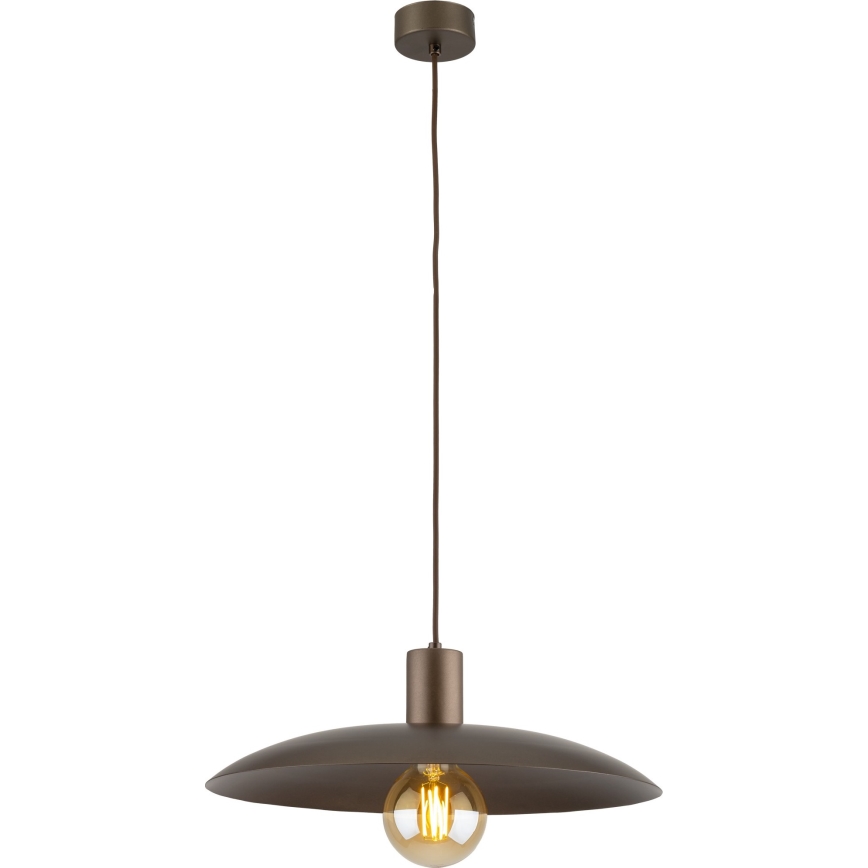 Ljuskrona med textilsladd ASTRA 1xE27/15W/230V diameter 41 cm brun