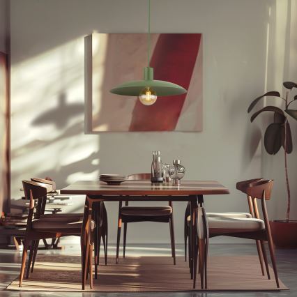 Ljuskrona med textilsladd ASTRA 1xE27/15W/230V diameter 41 cm grön