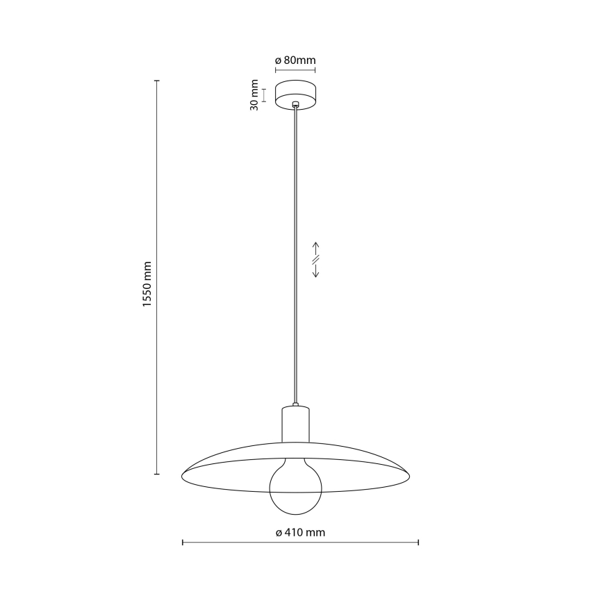 Ljuskrona med textilsladd ASTRA 1xE27/15W/230V diameter 41 cm svart
