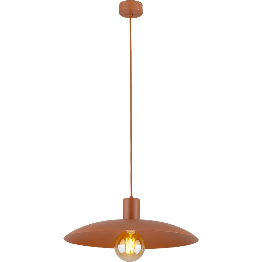 Ljuskrona med textilsladd ASTRA 1xE27/15W/230V diameter 41 cm tegelsten