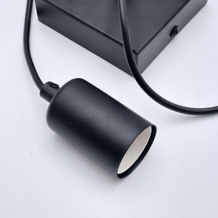 Ljuskrona med textilsladd ASTRID 1xE27/60W/230V matt svart