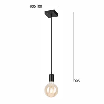 Ljuskrona med textilsladd ASTRID 1xE27/60W/230V matt svart