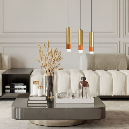 Ljuskrona med textilsladd AURELIA 3xGU10/10W/230V