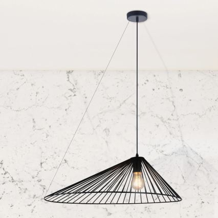 Ljuskrona med textilsladd AURORA 1xE27/20W/230V diameter 60 cm svart