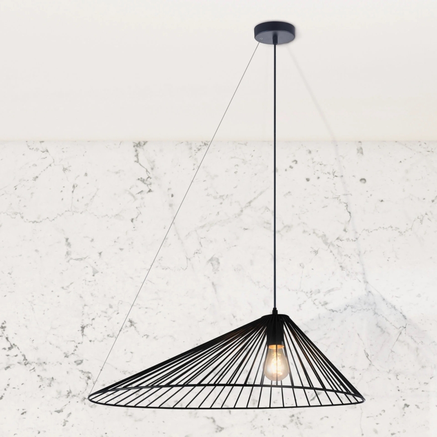 Ljuskrona med textilsladd AURORA 1xE27/20W/230V diameter 60 cm svart