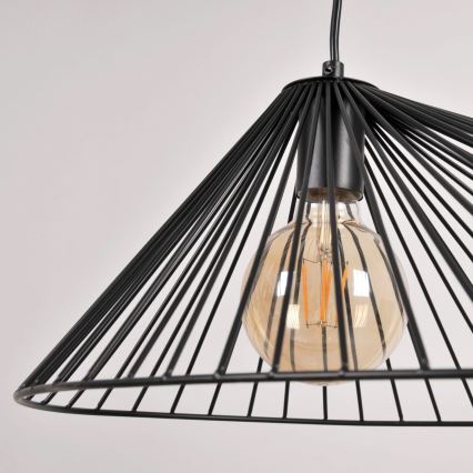 Ljuskrona med textilsladd AURORA 1xE27/20W/230V diameter 60 cm svart