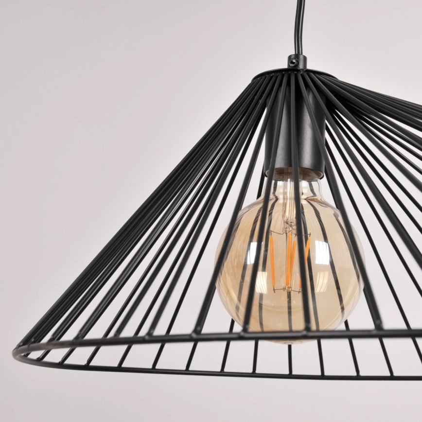 Ljuskrona med textilsladd AURORA 1xE27/20W/230V diameter 60 cm svart