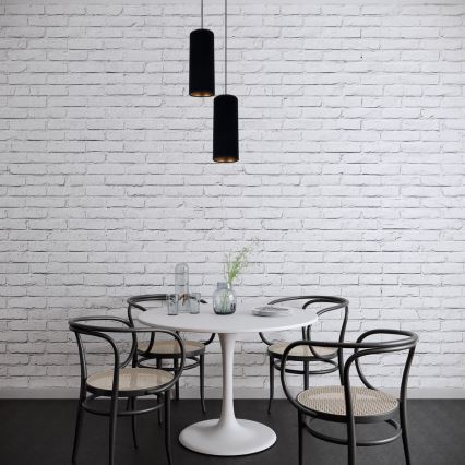 Ljuskrona med textilsladd AVALO 2xE27/60W/230V diameter 20 cm svart