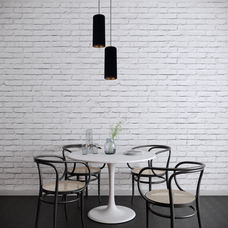 Ljuskrona med textilsladd AVALO 2xE27/60W/230V diameter 20 cm svart