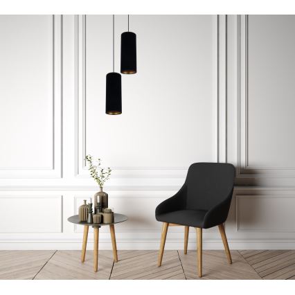 Ljuskrona med textilsladd AVALO 2xE27/60W/230V diameter 20 cm svart