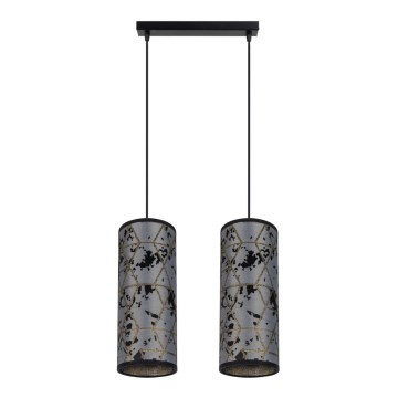 Ljuskrona med textilsladd AVALO 2xE27/60W/230V grå/svart