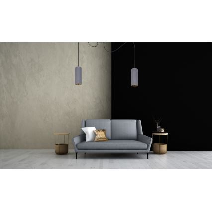 Ljuskrona med textilsladd AVALO 2xE27/60W/230V spindel grå