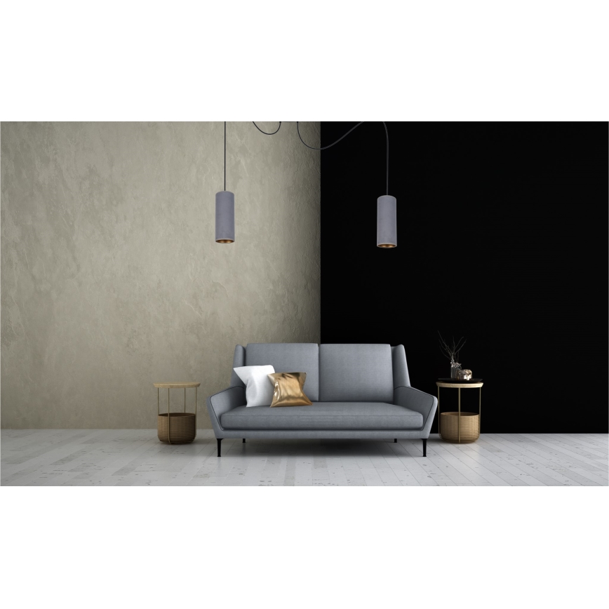 Ljuskrona med textilsladd AVALO 2xE27/60W/230V spindel grå