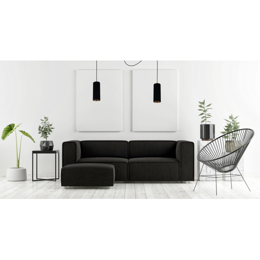 Ljuskrona med textilsladd AVALO 2xE27/60W/230V spindel svart