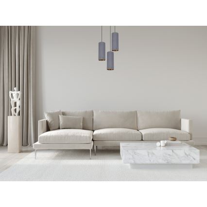 Ljuskrona med textilsladd AVALO 3xE27/60W/230V diameter 35 cm grå