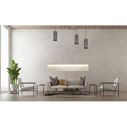 Ljuskrona med textilsladd AVALO 3xE27/60W/230V spindel grå/svart