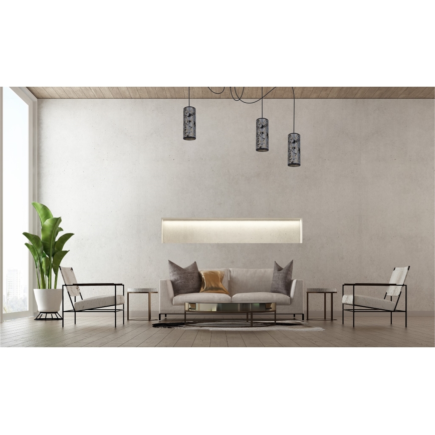 Ljuskrona med textilsladd AVALO 3xE27/60W/230V spindel grå/svart