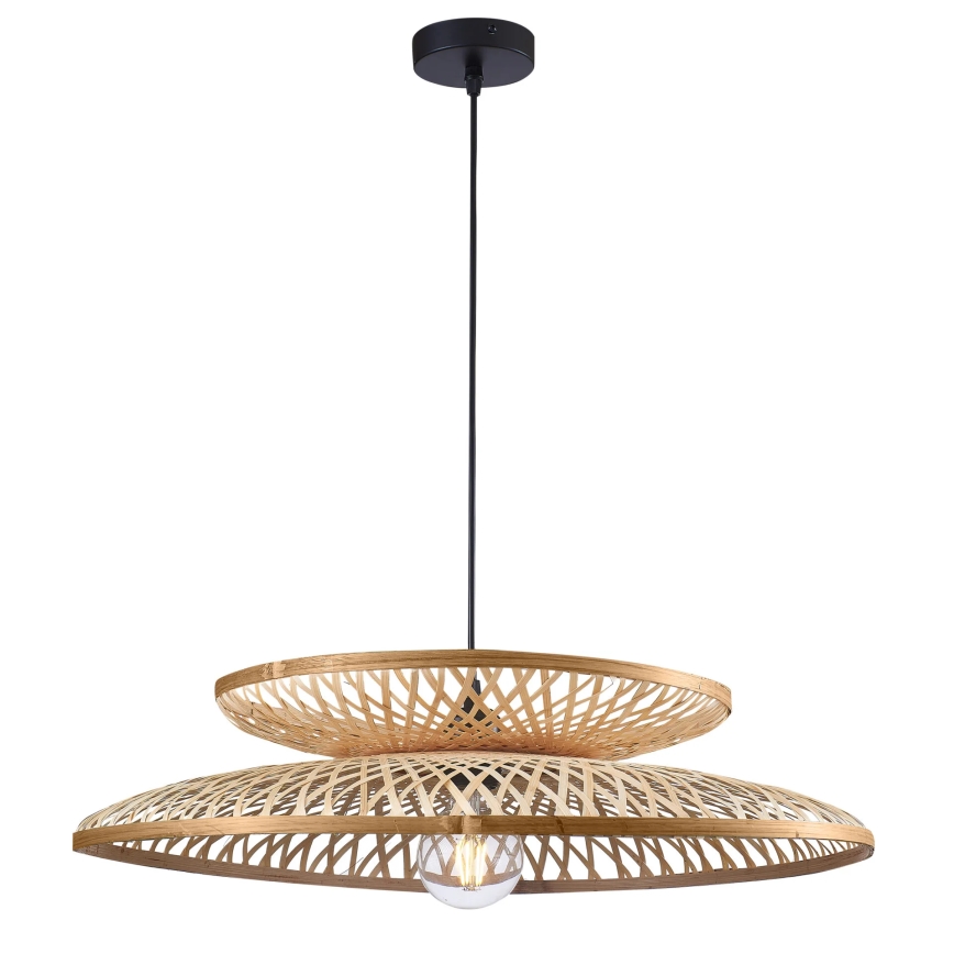 Ljuskrona med textilsladd BALI 1xE27/20W/230V diameter 60 cm bambu