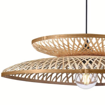 Ljuskrona med textilsladd BALI 1xE27/20W/230V diameter 60 cm bambu