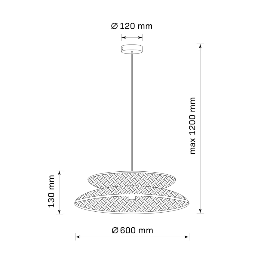 Ljuskrona med textilsladd BALI 1xE27/20W/230V diameter 60 cm bambu