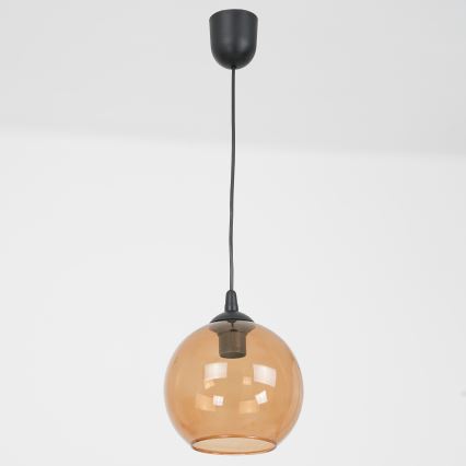 Ljuskrona med textilsladd BALL 1xE27/60W/230V diameter 20 cm beige