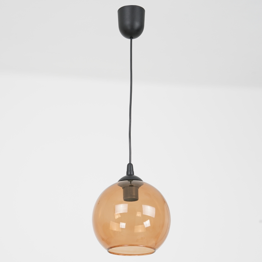 Ljuskrona med textilsladd BALL 1xE27/60W/230V diameter 20 cm beige