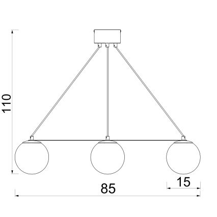 Ljuskrona med textilsladd BALLO 3xE27/15W/230V svart/vit
