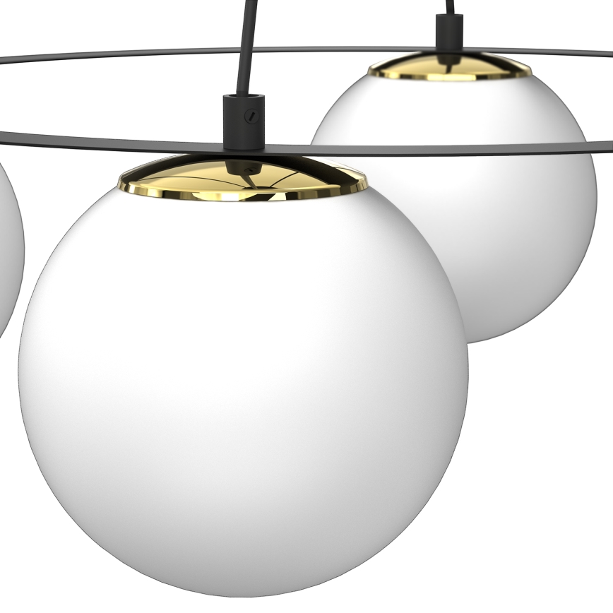 Ljuskrona med textilsladd BALLO 4xE27/15W/230V svart/vit