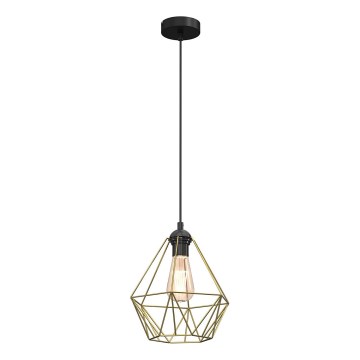 Ljuskrona med textilsladd BASKET 1xE27/60W/230V diameter 25 cm guld