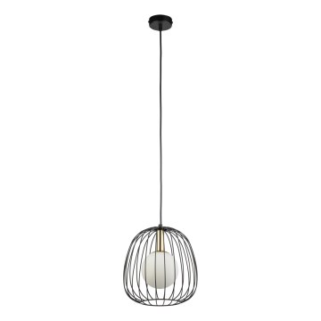 Ljuskrona med textilsladd BELL 1xG9/12W/230V diameter 24 cm svart/guld