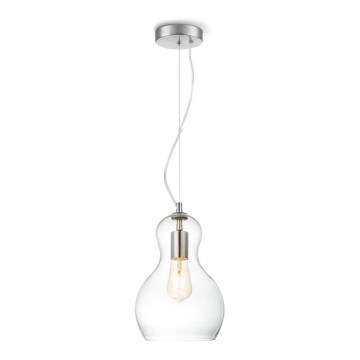 Ljuskrona med textilsladd BELLO 1xE27/40W/230V diameter 21 cm genomskinlig