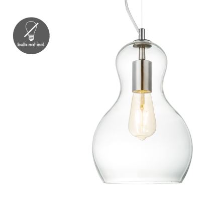 Ljuskrona med textilsladd BELLO 1xE27/40W/230V diameter 21 cm genomskinlig