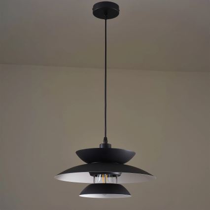 Ljuskrona med textilsladd BERIT 1xE27/20W/230V svart