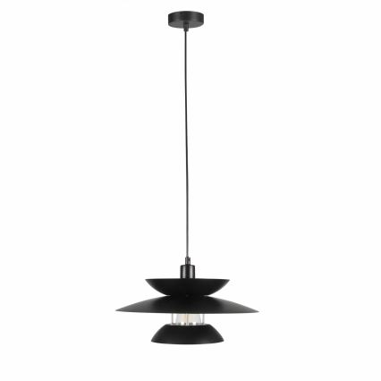 Ljuskrona med textilsladd BERIT 1xE27/20W/230V svart