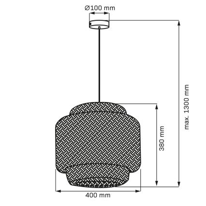 Ljuskrona med textilsladd BERTA 1xE27/20W/230V diameter 40 cm Bambu