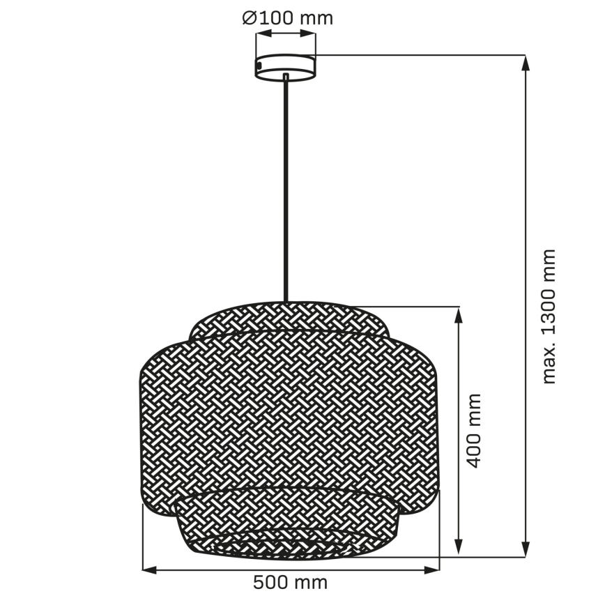 Ljuskrona med textilsladd BERTA 1xE27/20W/230V diameter 50 cm bambu