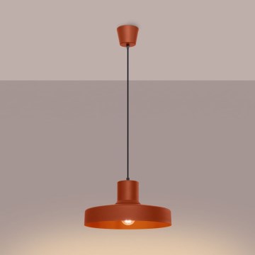 Ljuskrona med textilsladd BILO 1xE27/15W/230V diameter 35 cm orange
