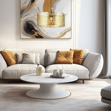 Ljuskrona med textilsladd BLOMSTRA 1xE27/15W/230V guld